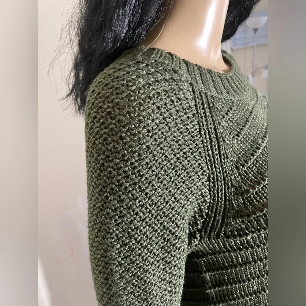 Sz S women Calvin Klein Jeans Olive Green knit Sweater - Picture 4 of 13